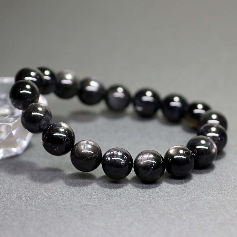 トップクォリティ]ブラックスターアイオライトブレスレット（約11mm玉