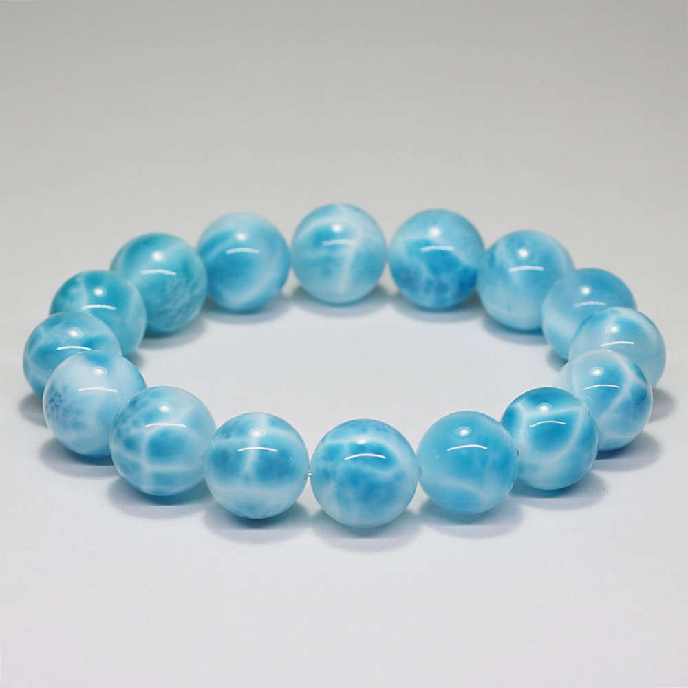 最高品質]宝石質ラリマーブレスレット（約13.5mm玉） - 埼玉県吉川市の