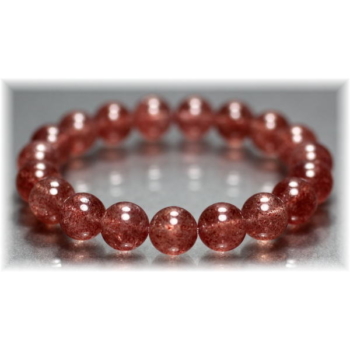 高品質]ピンクマイカインクォーツブレスレット/モスコバイト（約10mm玉