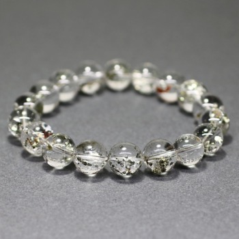 高品質++]パイライトインクォーツブレスレット/黄鉄鉱（約11.5mm玉