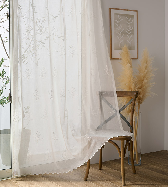 イギリスVintage バテンレース コットンカーテン 2枚組 ILI-54 英国