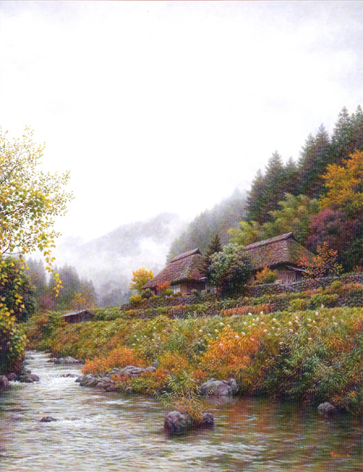 金子東日和 一枚の繪【遅春山峡（福島県下郷町）】油彩 8号 金子東日和