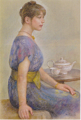 徳田宏行 人物画 女性像 徳田宏行 パステル画『女性像』【真作保証