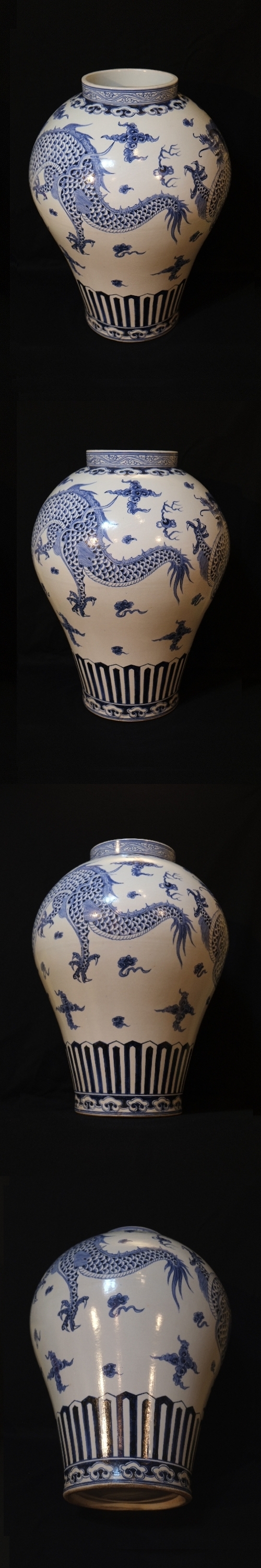 青花白磁 雲龍文立壺 龍5本爪 高さ56㎝ 宮廷御器 :: ichian