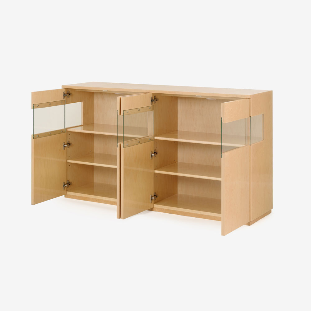 サイドボード「ペルレ2」幅160cm メープル材 パールメープル色【受注