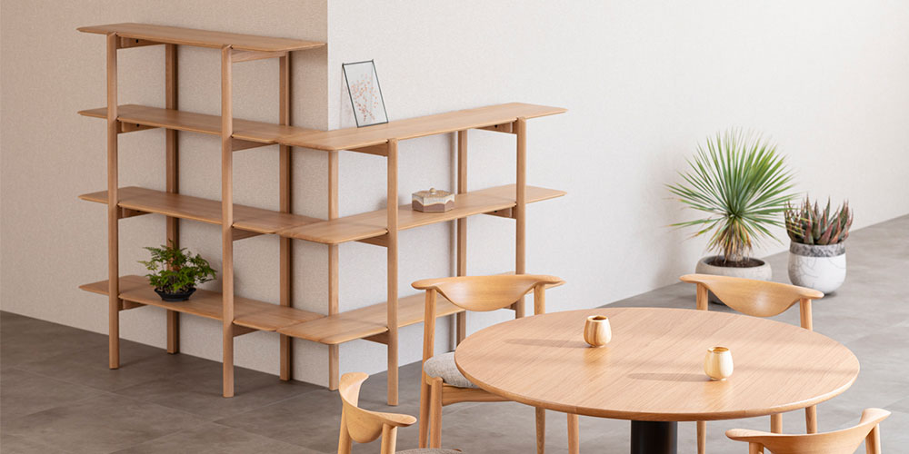 送料込み 起立木工 KOMO チェストラック オーク 無垢 棚 引き出し