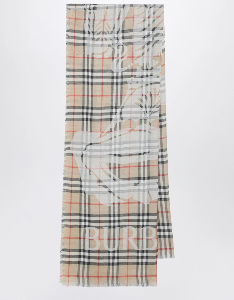 Burberry ウールシルクチェック柄スカーフ (スカーフ) IFCHIC.COM