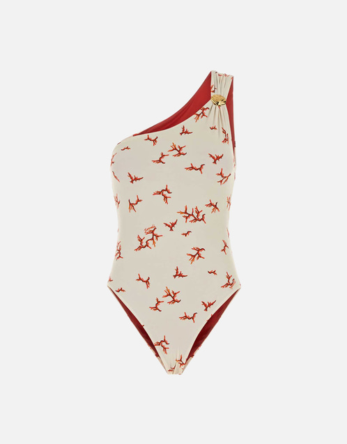 FENDI ワンピース ライクラ水着 ホワイト ロゴプリント イタリア製 S