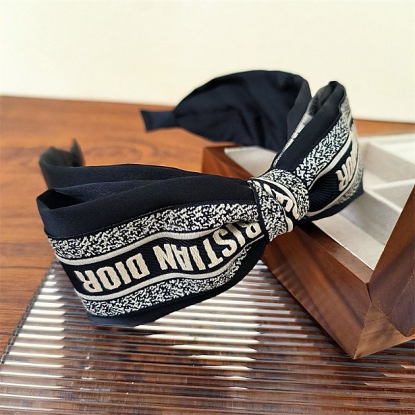 Dior ロゴ刺繍 ヘアバンド カチューシャ ネイビー ☆ディオール☆ ヘア