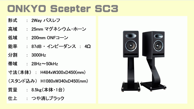 ONKYO Scepter SC3 ホーン型2way スピーカー音質比較試聴レポートの
