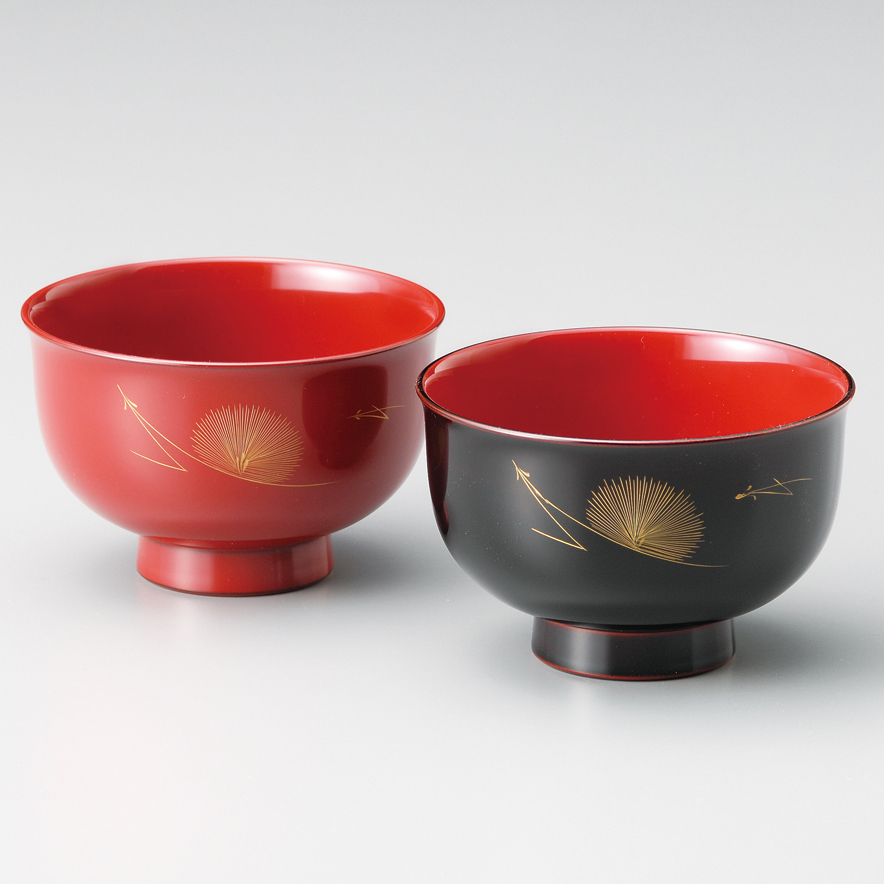 朱塗 沈金 月夜に舟図 吸物椀 10個 [B31538] 【公式通販】