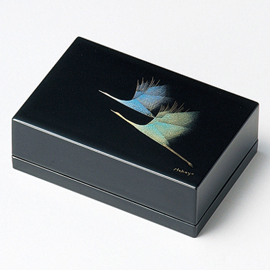 名刺箱 鶴 黒 漆塗り 名刺入れ・名刺ケース 12-12506 漆器の井助