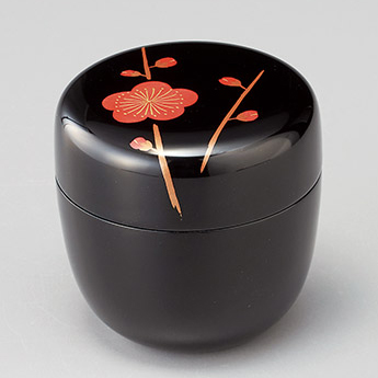 中棗 槍梅蒔絵 黒 漆塗り 12-16009 漆器の井助