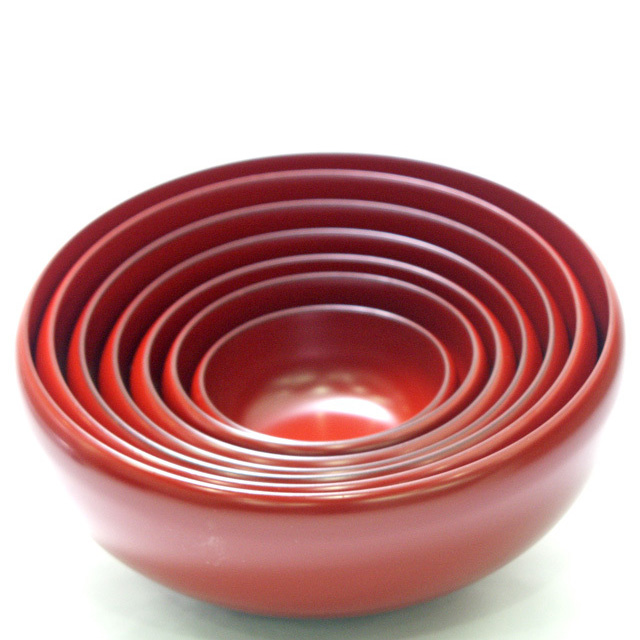 お好み鉢 七つ入れ子 古代朱 漆塗り 小鉢・中鉢・サラダボウルセット