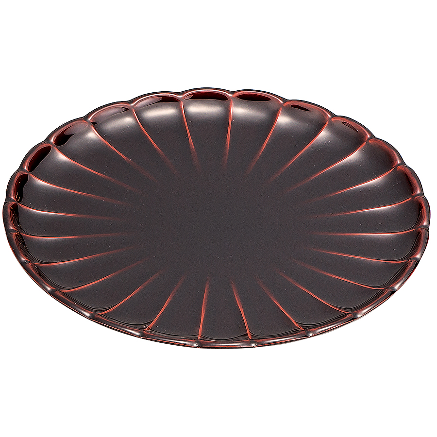 菊皿 7.0 朱/溜 漆塗り FC29-10/12 漆器の井助