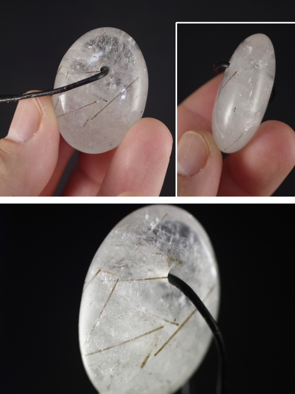 山梨県竹森産ススキ入り水晶 大珠 天然石販売 名取貴石 天然石原石鉱物