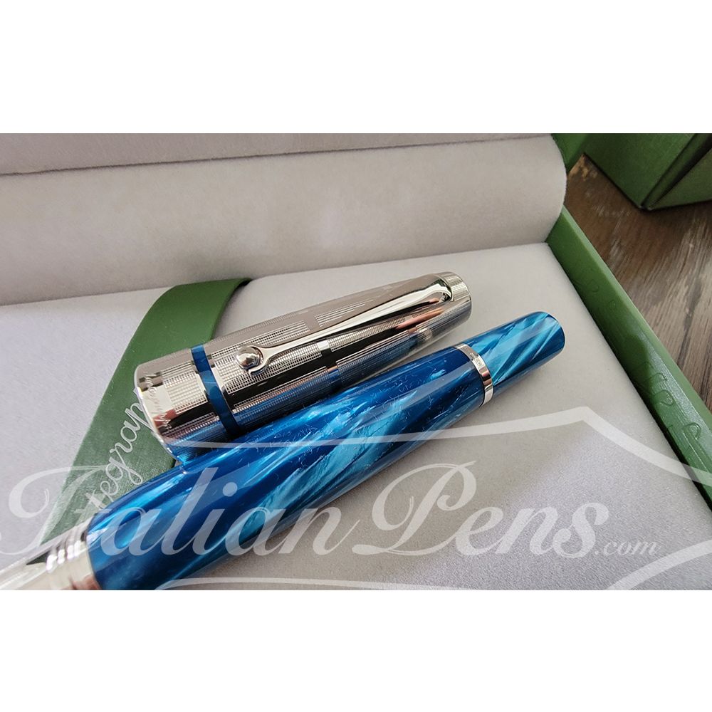 Montegrappa Miya Argento Turquoise Blue Celluloid Rollerball Pen