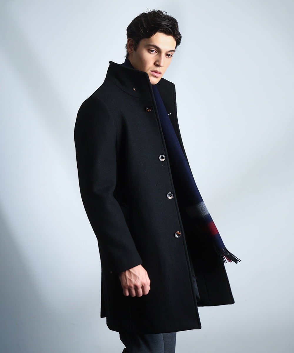 残りわずか/尾州生地/ウール混】RENEWOOLドビー / スタンドカラー