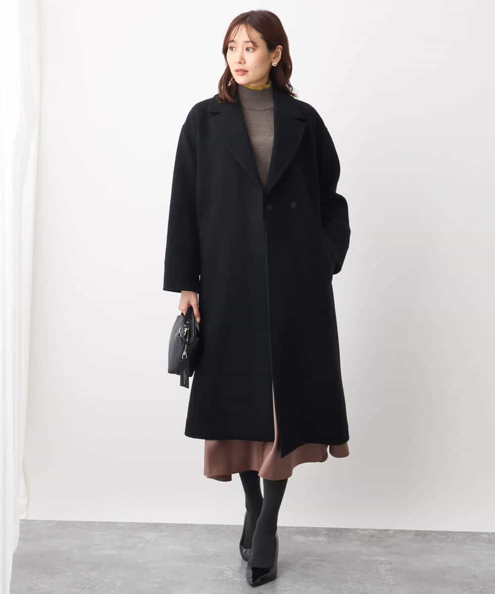 ENFOLD エンフォルド コクーン チェスターコート40 黒/ブラック ENFOLD