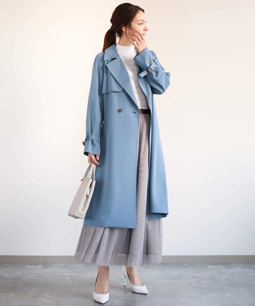 こあらん様 エンフォルド コート ライトブルー ベルト付きツイル