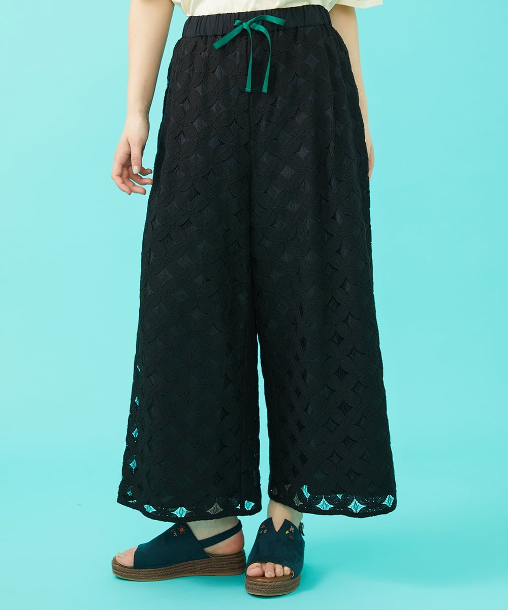 Flor 総レースワイドパンツ(ガウチョ・ワイドパンツ) | Jocomomola