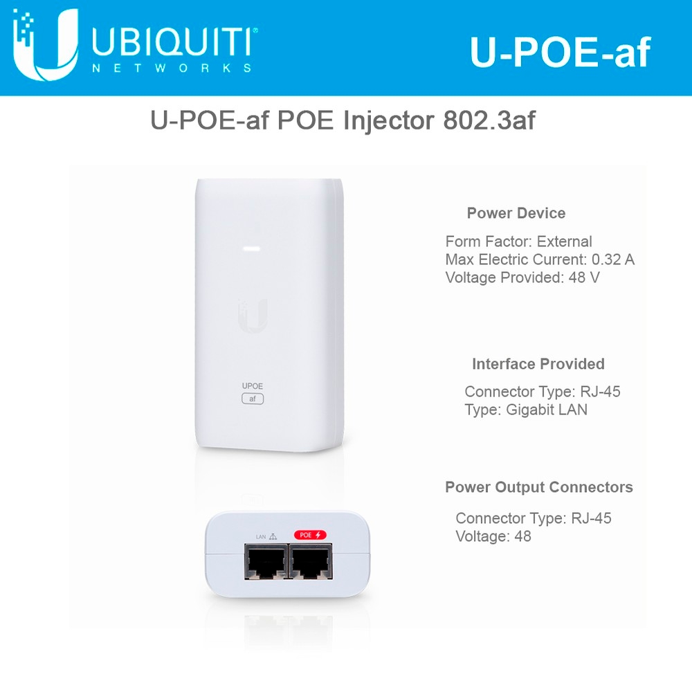 Ubiquiti Networks U-POE-af 802.3af Supported PoE Power over