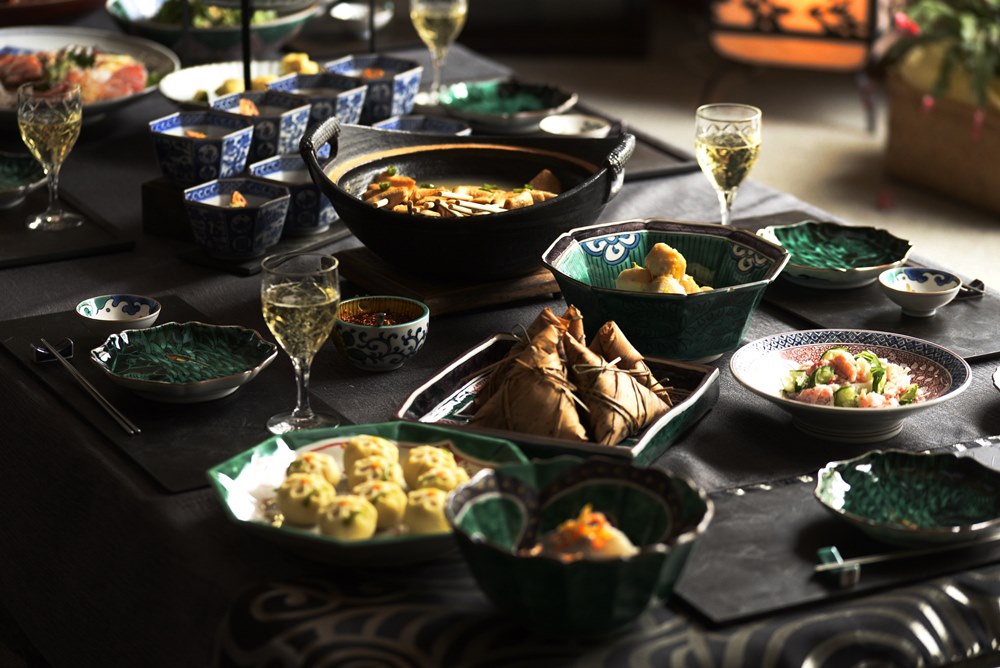 花と鳥の絵柄 陶器 木製パーテーション ロ23 薄緑（しっとり） 森と鳥