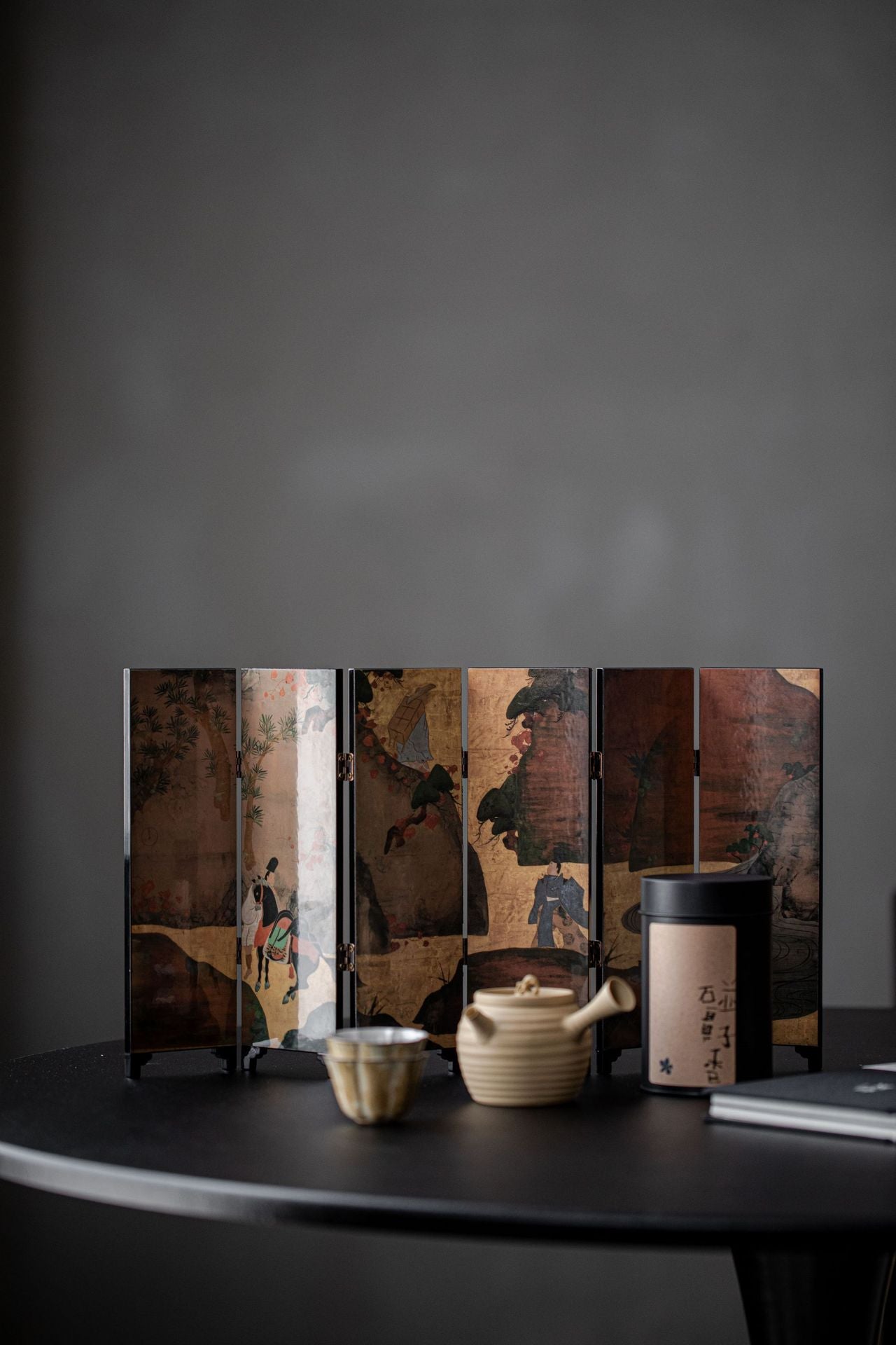 Tea Art ミニ屏風 名画 屏風 6連 六曲 小さい 卓上 障子 コンパクト