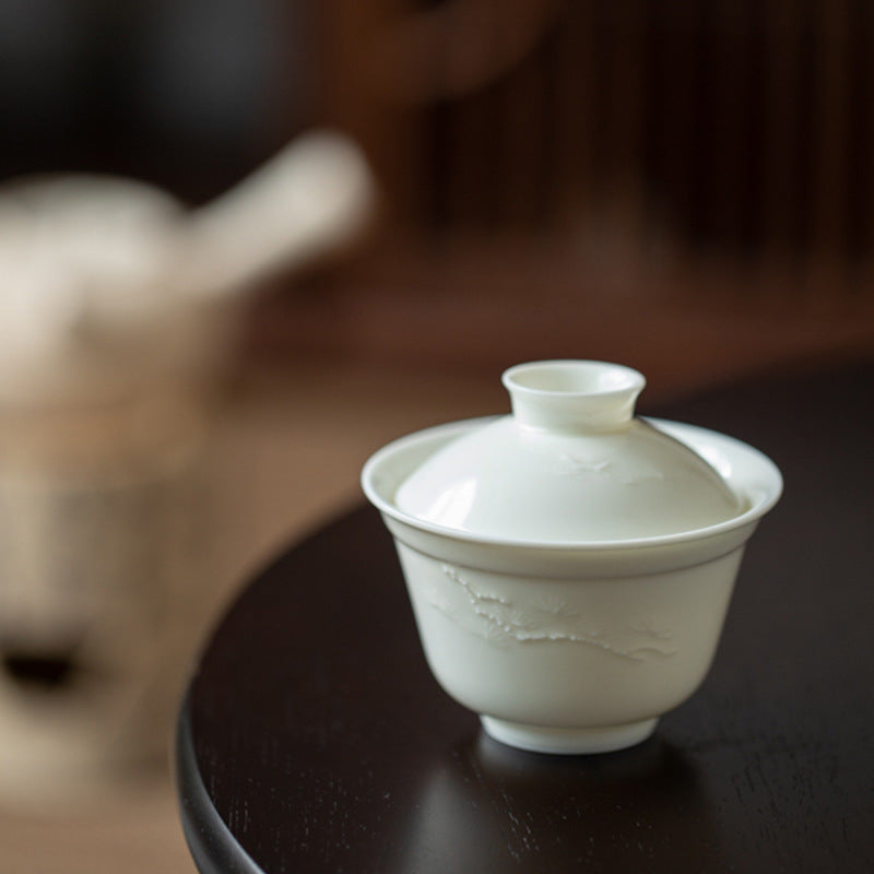 IwaiLoft 白玉 蓋碗 三才碗 宝瓶 煎茶器 急須 中国茶 ウーロン茶 お茶