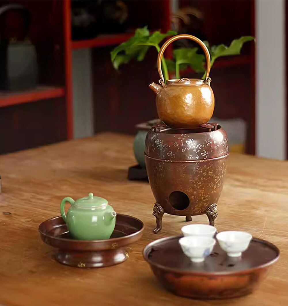 d*2様 鉄製急須 香炉木箱付き 南部鉄器 急須（銅×萌黄）