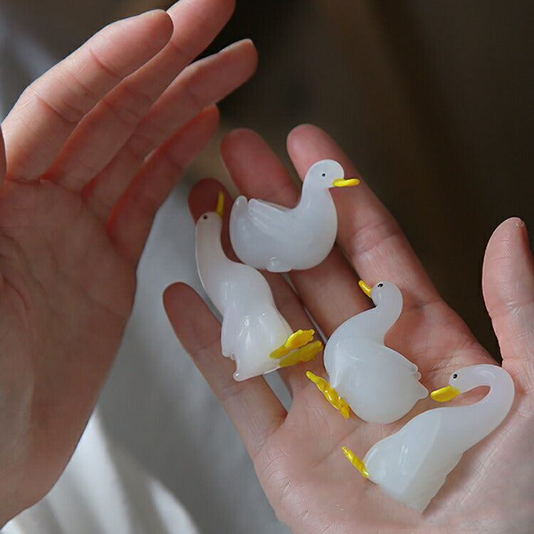 IwaiLoft ガラス細工 手作り おやこ 鴨 かも 置物 ガラス オブジェ