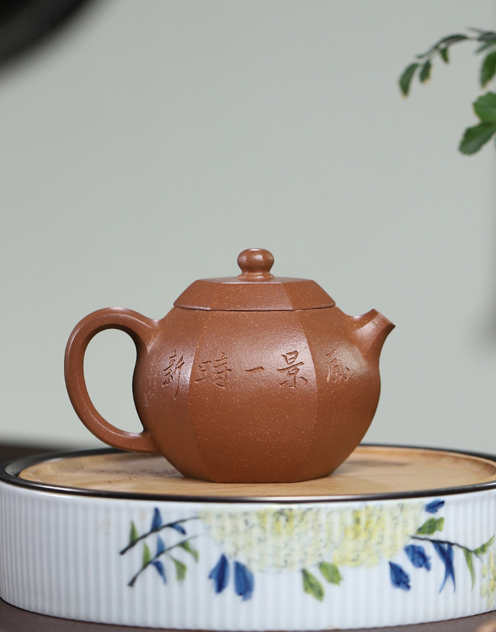 中国紫砂朱泥漢詩刻急須茶壷在銘VR6306