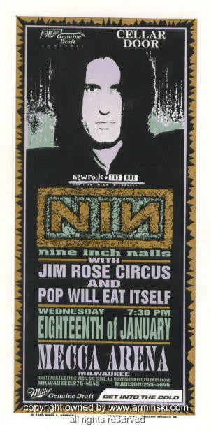 1995 Nine Inch Nails - Milwaukee Silkscreen Concert Poster by Mark