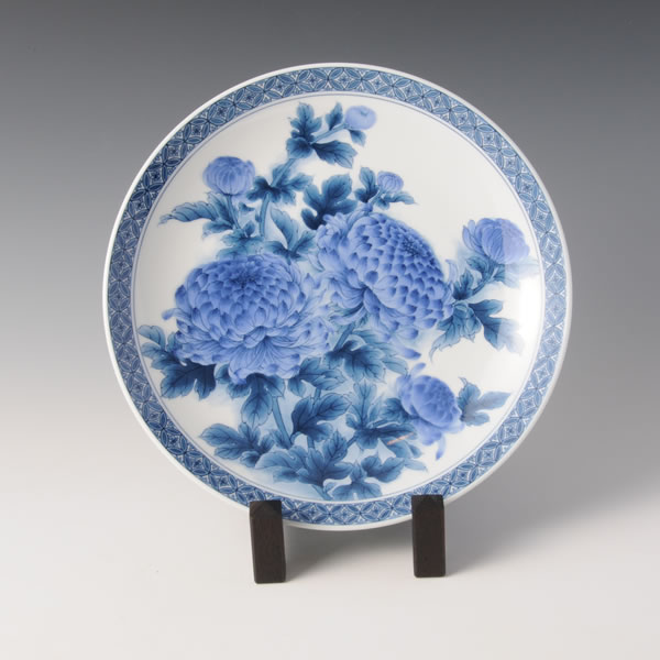 Japan Pottery Net / 鍋島染付菊文尺皿