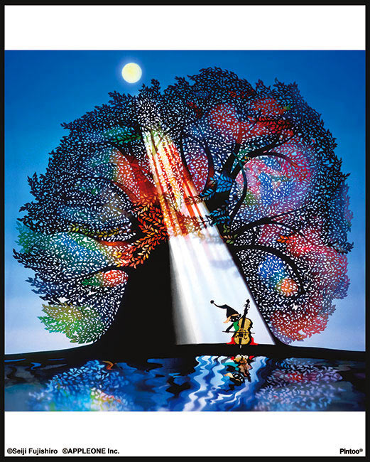 藤城清治 月光の響き 影絵作品ライトアップアート」サイン入り