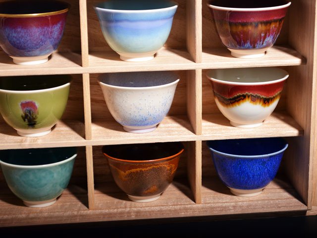 ♥絵志野 ぐい呑み 桐箱付き ⑪ 志野 ぐい飲み 骨董品 ♥絵志野ぐい呑