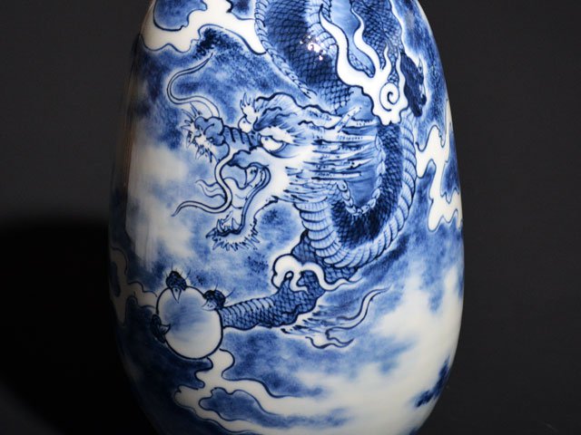 有田焼】飾り花瓶 染付龍絵 - JTOPIA