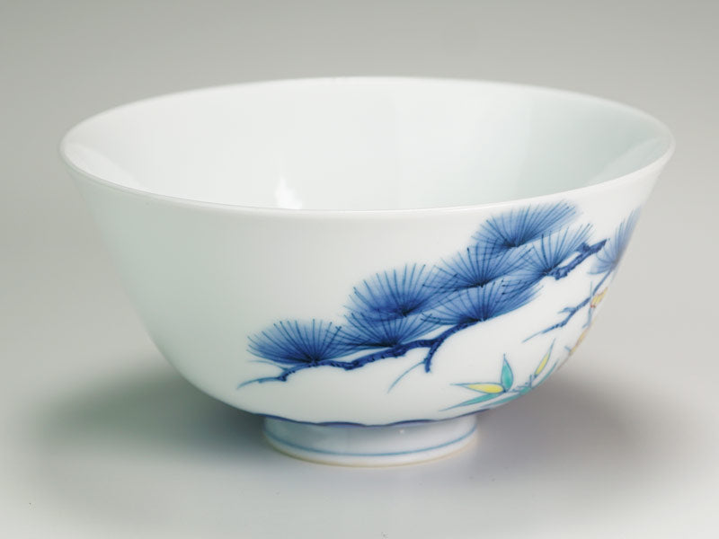 有田焼】夫婦茶碗 染錦吉祥松竹梅図