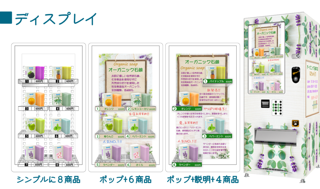 小型汎用自動販売機マルチ君 10セレクション10押ボタン。常温・冷蔵