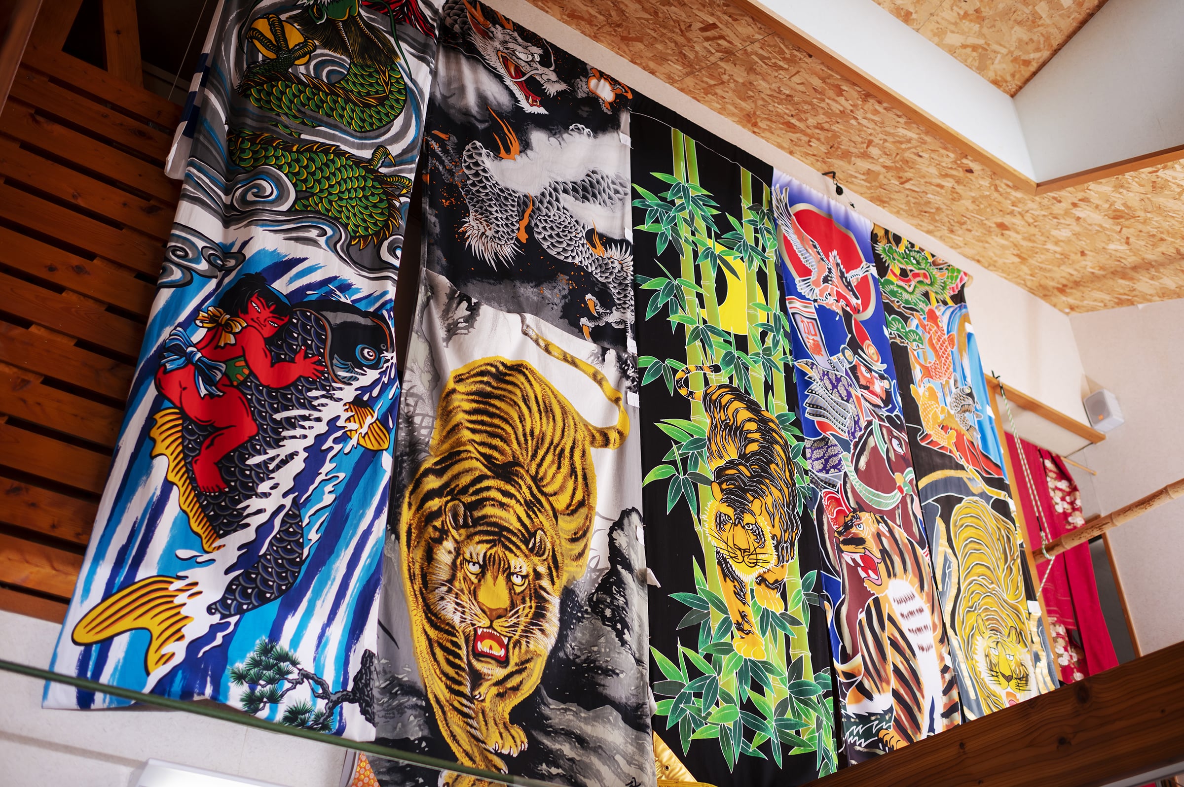 アンティーク】日本の武者絵のぼり／武者幟（昭和初期・手描き・端午の