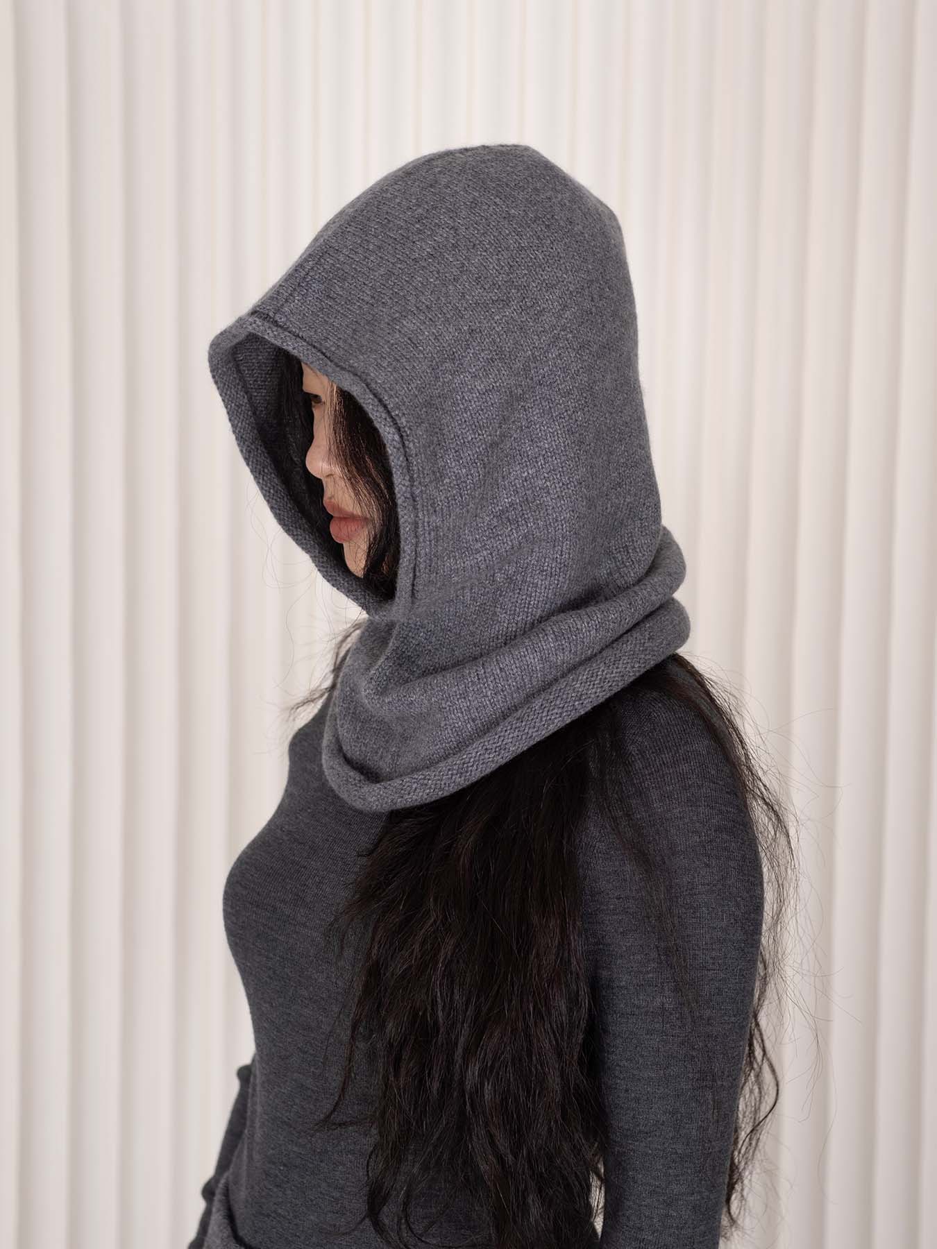 Charcoal Cashmere Balaclava • Organic Cashmere Hood • Oats & Rice