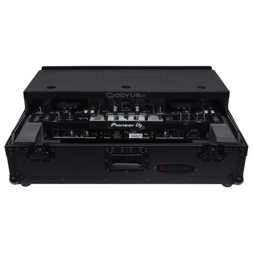 Black Pioneer XDJ-RX / XDJ-RX2 Flight Case with 2U Rack Space and