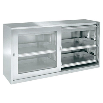 SU-181 サカエ ステンレス保管ユニット ガラス引違い戸 スライド棚 幅