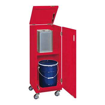 KU-ITKFR サカエ 一斗缶・ペール缶兼用保管庫 鍵付き キャスタータイプ