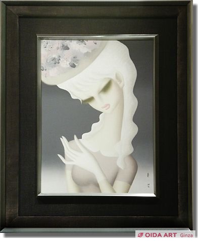 a*a様 東郷青児、絵画、油彩4号、白い手袋、肉筆、新品額縁、鴨居玲