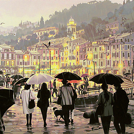 笹倉鉄平 雨のポルトフィーノ | 絵画など美術品の販売と買取 | 東京