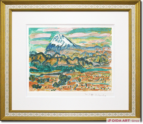 額装絵画 梅原龍三郎 大仁富士 リトグラフ 41/275 額装絵画 梅原龍三郎