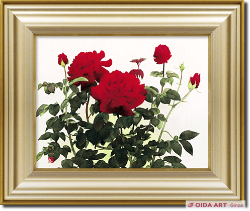 那波多目功一 赤いバラ | 絵画など美術品の販売と買取 | 東京・銀座