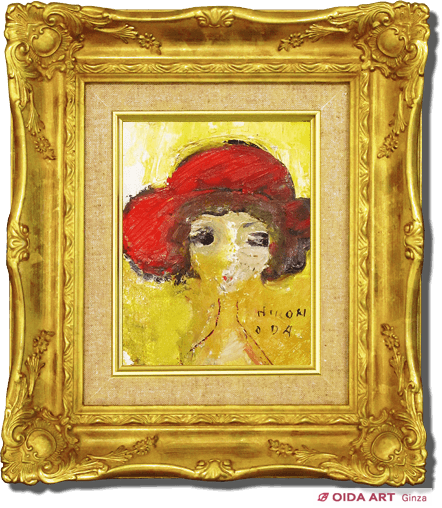 真作」織田広喜「少女」人物画 油彩画 額装 サイン有り F6号 真作