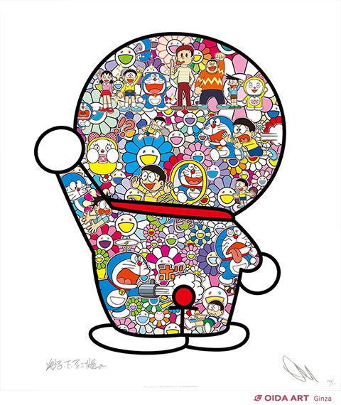 村上隆 藤子F不二雄先生とドラえもんがお花畑に居る | 絵画など美術品